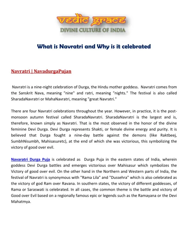 What is Navratri and Why is it celebrated