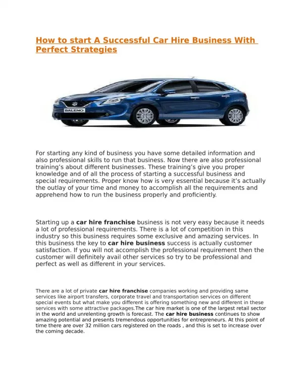 How to start A Successful Car Hire Business With Perfect Strategies