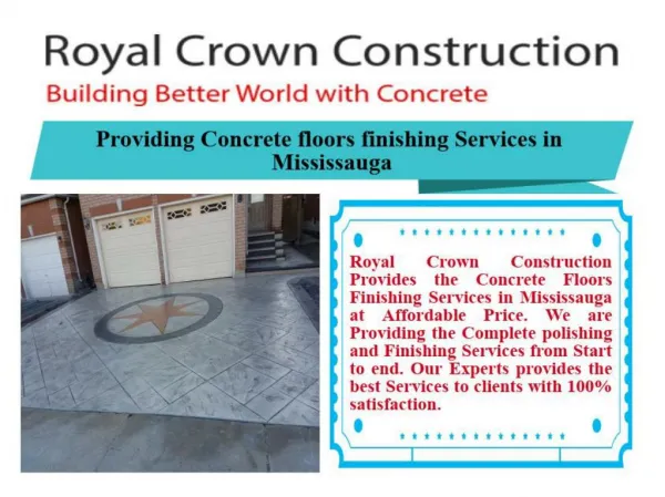 Providing Concrete floors finishing Services in Mississauga