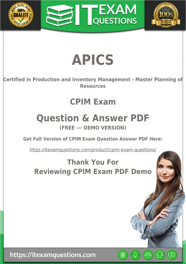 APICS CPIM Dumps - APICS CPIM PDF Questions and Answers | 2018 Updated