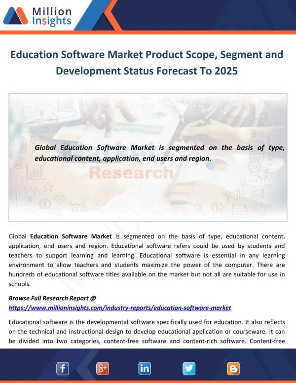 Education Software Market Product Scope, Segment and Development Status Forecast To 2025