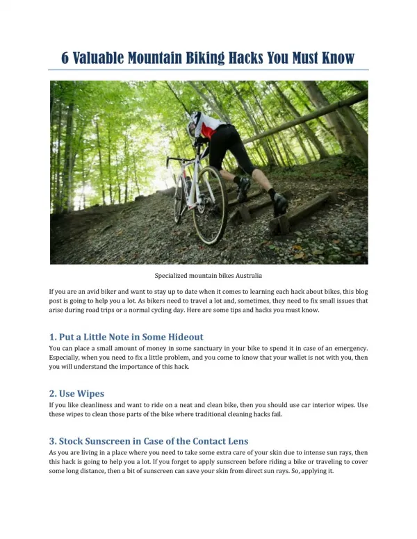 6 Valuable Mountain Biking Hacks You Must Know
