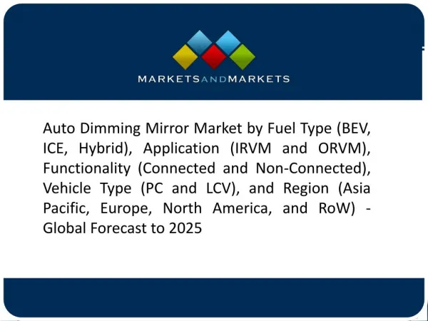 Increase in Trend of Integrating Additional Safety Features in Mirror is Anticipated to Boost the Growth of Auto Dimmin
