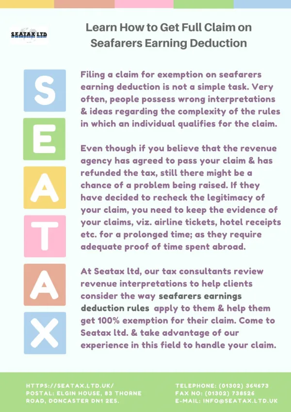 Learn How to Get Full Claim on Seafarers Earning Deduction