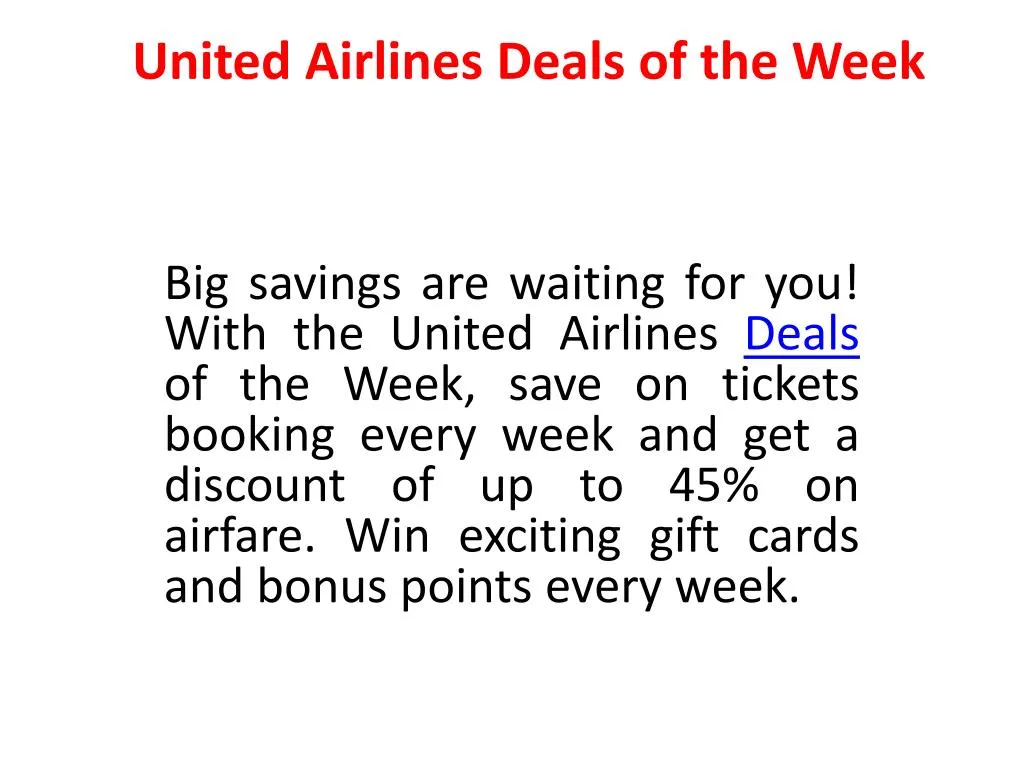 united airlines deals of the week