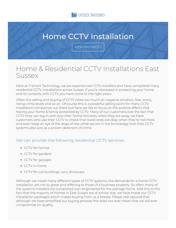 Home CCTV Installation Eastbourne | T-Smart Technology