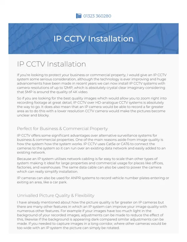 IP CCTV Installation East Sussex | T-Smart Technology