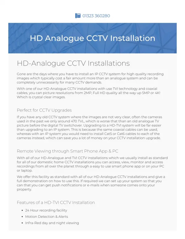 HD Analogue CCTV Installation Eastbourne | T-Smart Technology