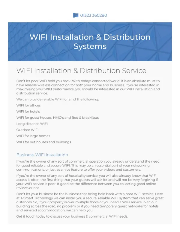 WIFI Installation & Distribution East Sussex