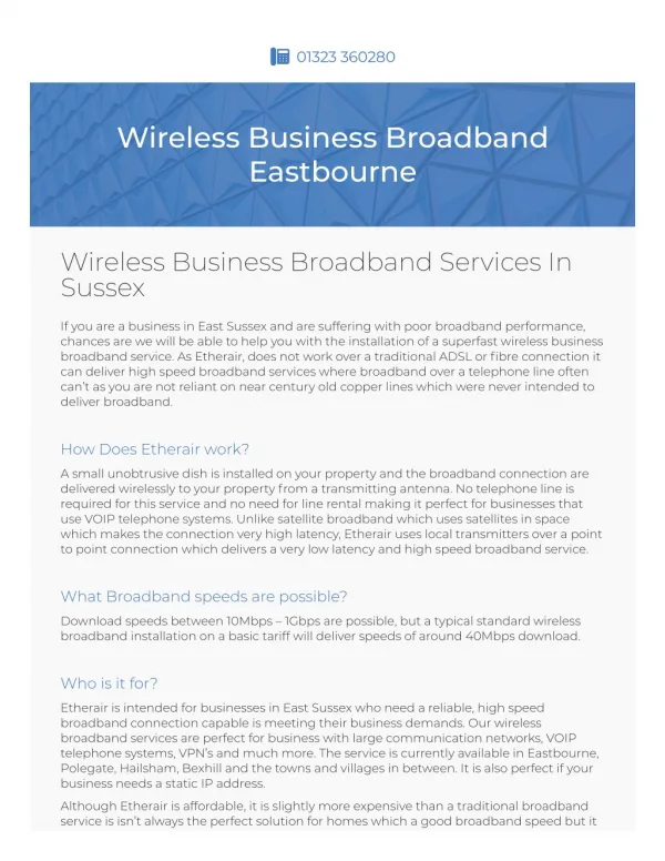 Wireless Business Broadband Eastbourne | T-Smart Technology