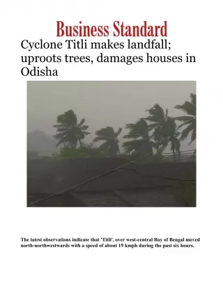 Cyclone Titli makes landfall; uproots trees, damages houses in Odisha