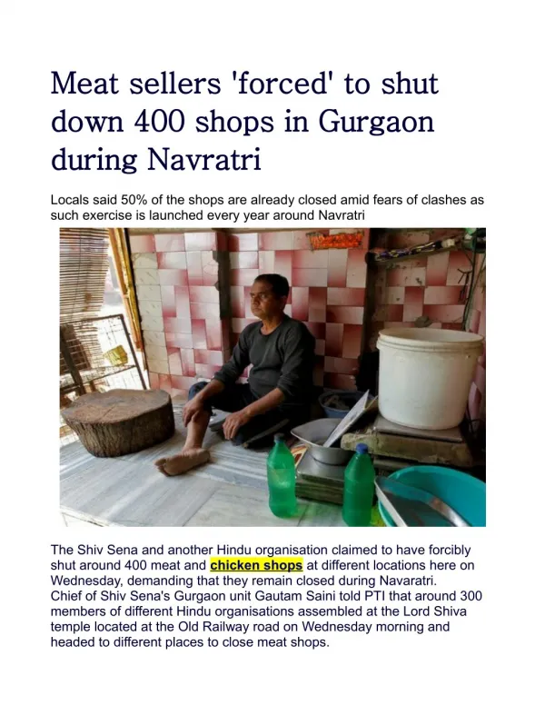 Meat sellers 'forced' to shut down 400 shops in Gurgaon during Navratri