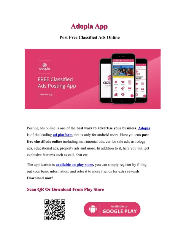 Adopia App - Add Posting Online Platform