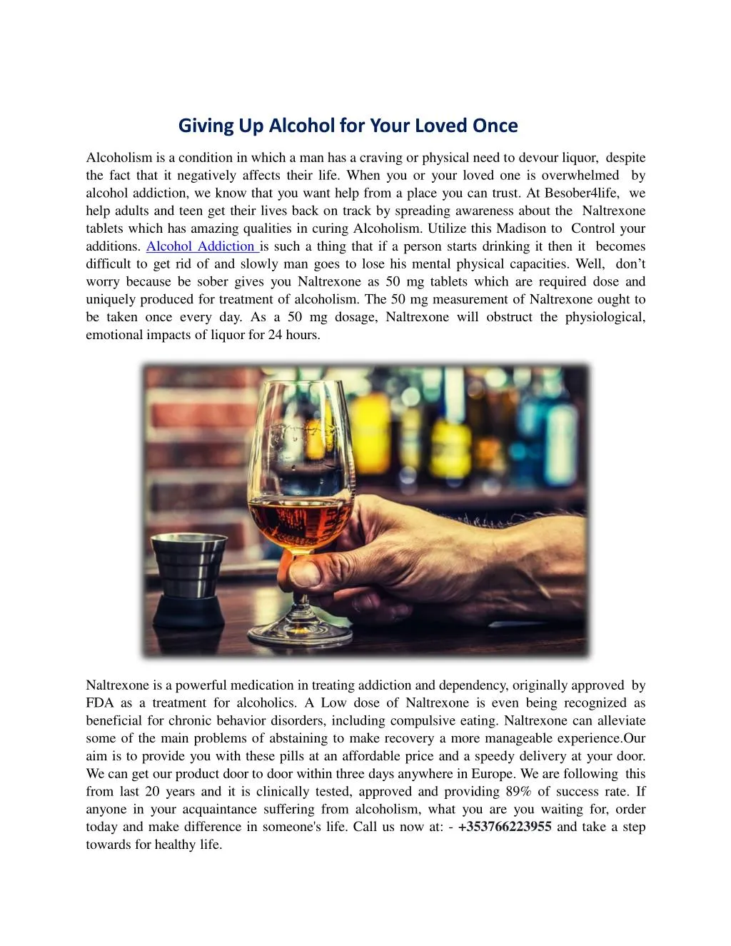 giving up alcohol for your loved once alcoholism