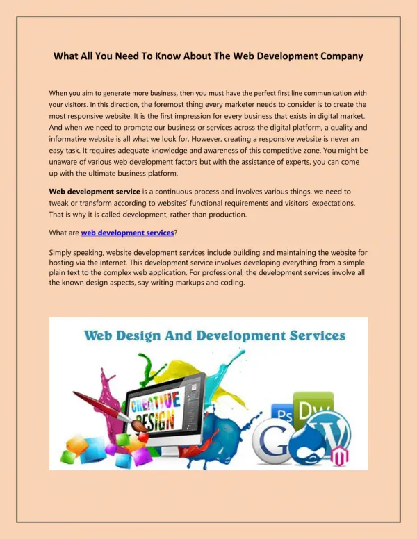 What All You Need To Know About The Web Development Company
