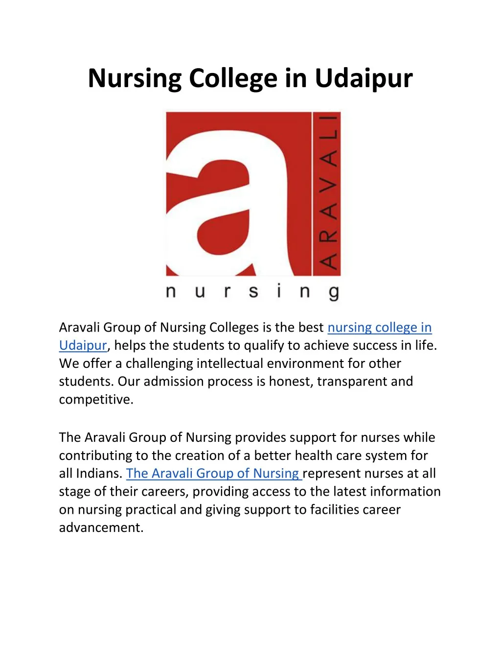 nursing college in udaipur