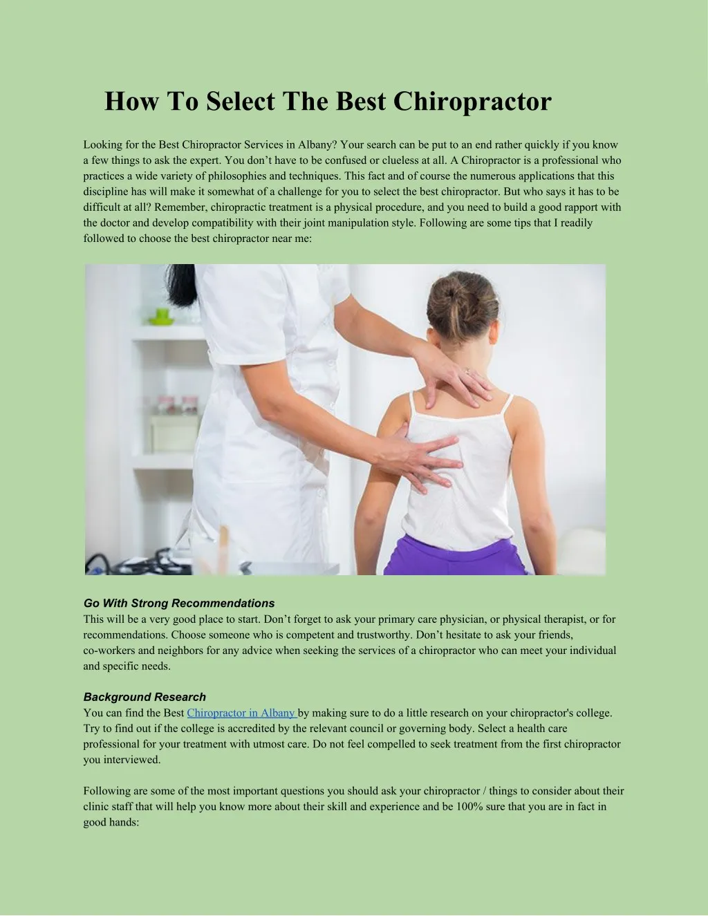 how to select the best chiropractor