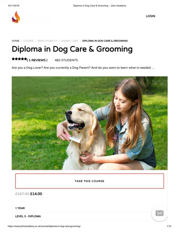 Diploma in Dog Care & Grooming - John Academy