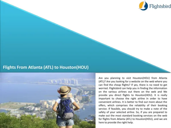 Book Low Fare Flights From ATL to Hou