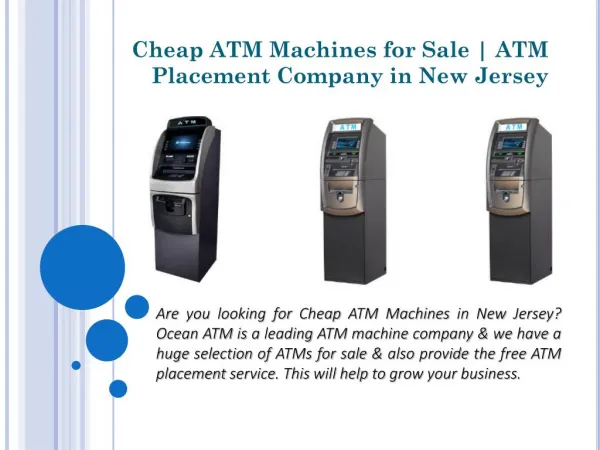 Cheap ATM Machines for Sale | ATM Placement Company in New Jersey