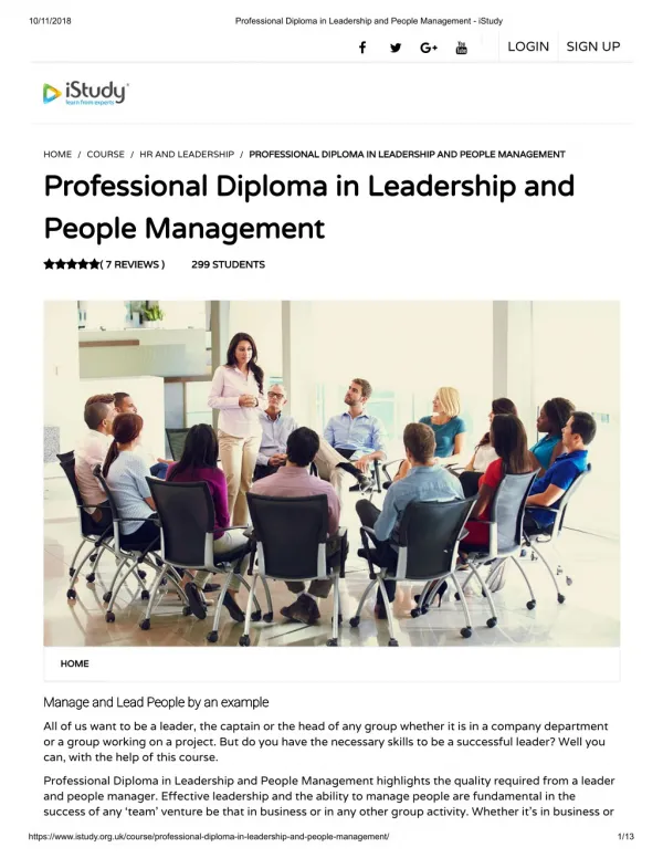 Professional Diploma in Leadership and People Management - istudy