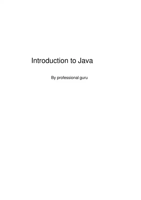 introduction to JAVA