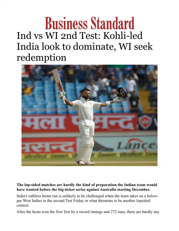 Ind vs WI 2nd Test: Kohli-led India look to dominate, WI seek redemption