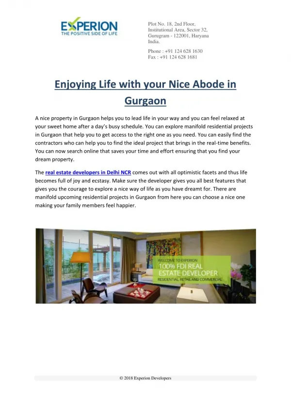 Enjoying Life with your Nice Abode in Gurgaon