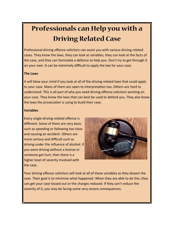 Professionals can Help you with a Driving Related Case