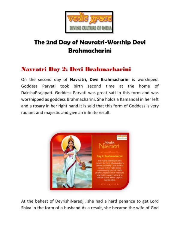 The 2nd Day of Navratri Worship Devi Brahmacharini