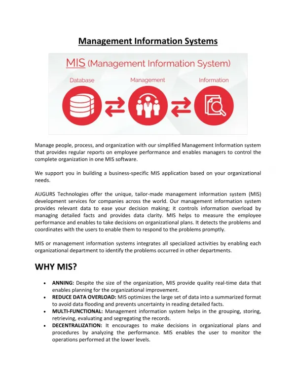 Management Information Systems: Augurs.in