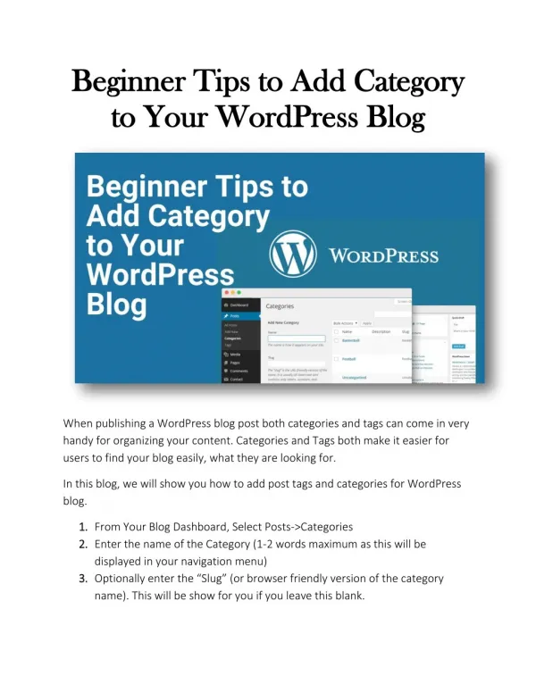 Beginner Tips to Add Category to Your WordPress Blog