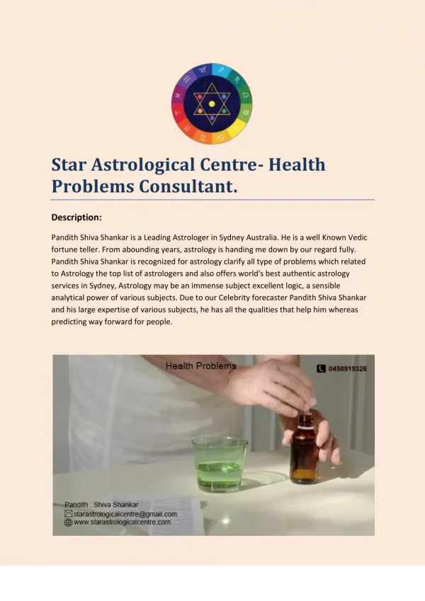 Star Astrological Centre- Health Problems Consultant.