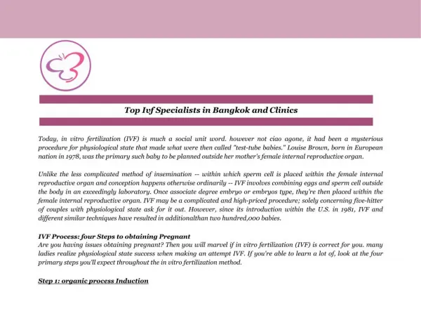 Top Ivf Specialists in Bangkok and Clinics