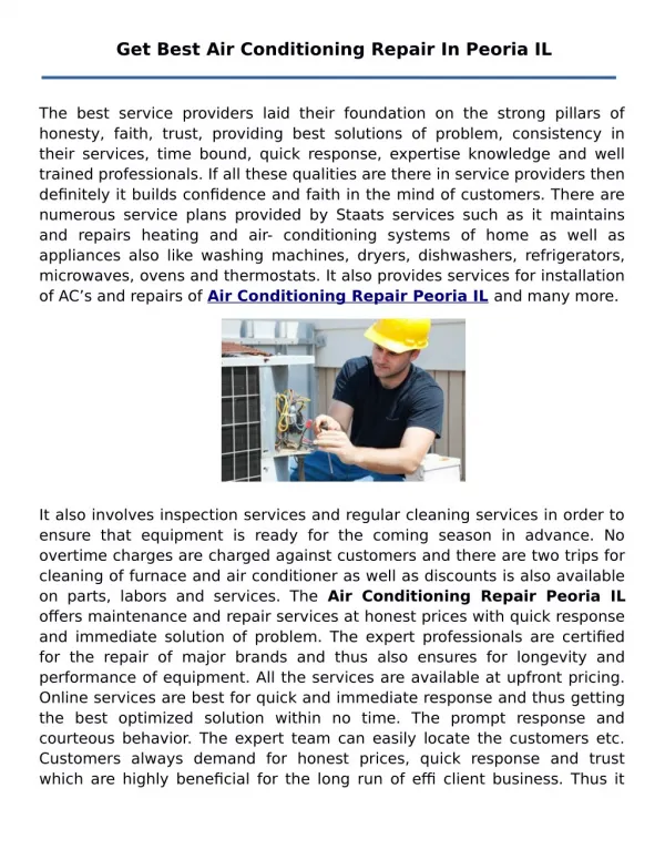 Get Best Air Conditioning Repair In Peoria IL