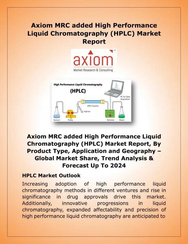 High Performance Liquid Chromatography (HPLC) Market 2018 Latest Trends, Status and Outlook Report