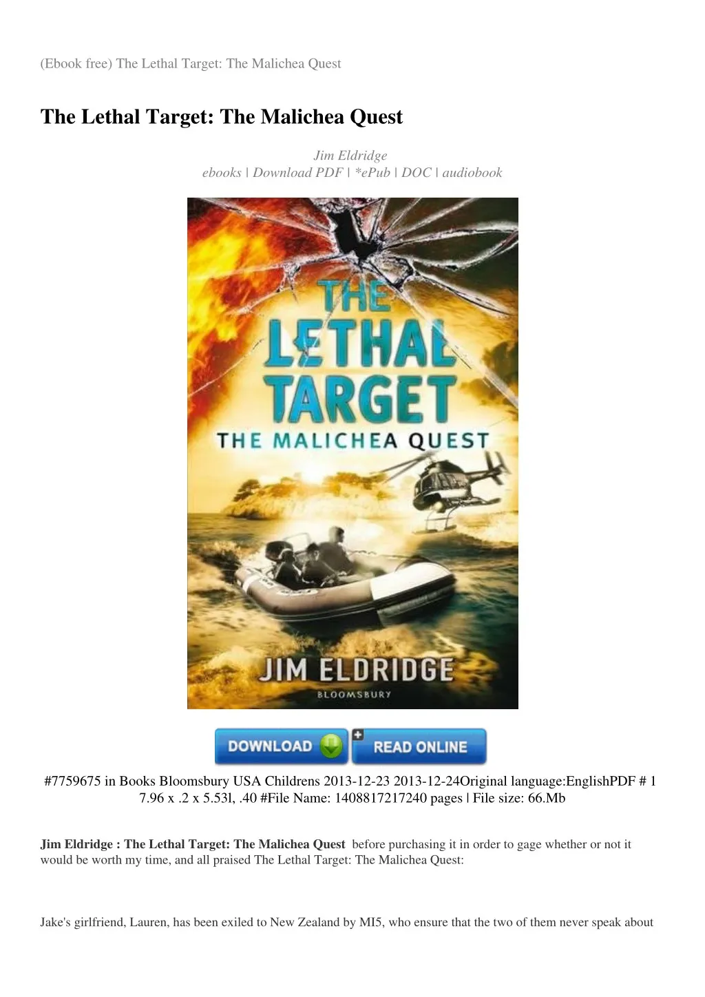 ebook free the lethal target the malichea quest