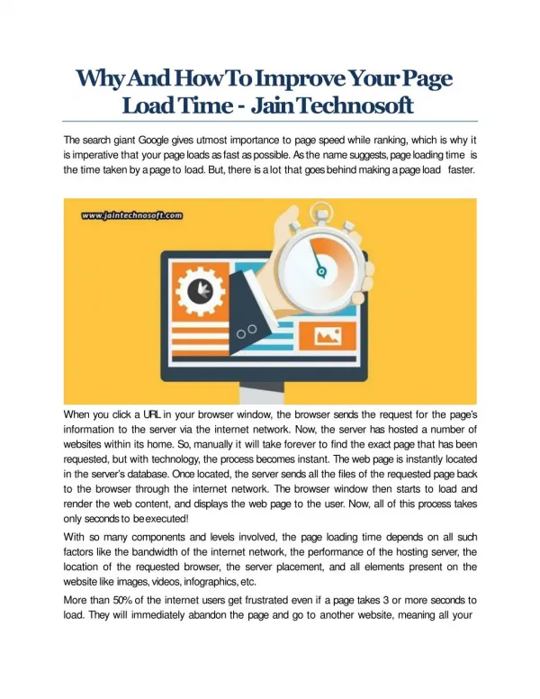 Why And How To Improve Your Page Load Time - Jain Technosoft