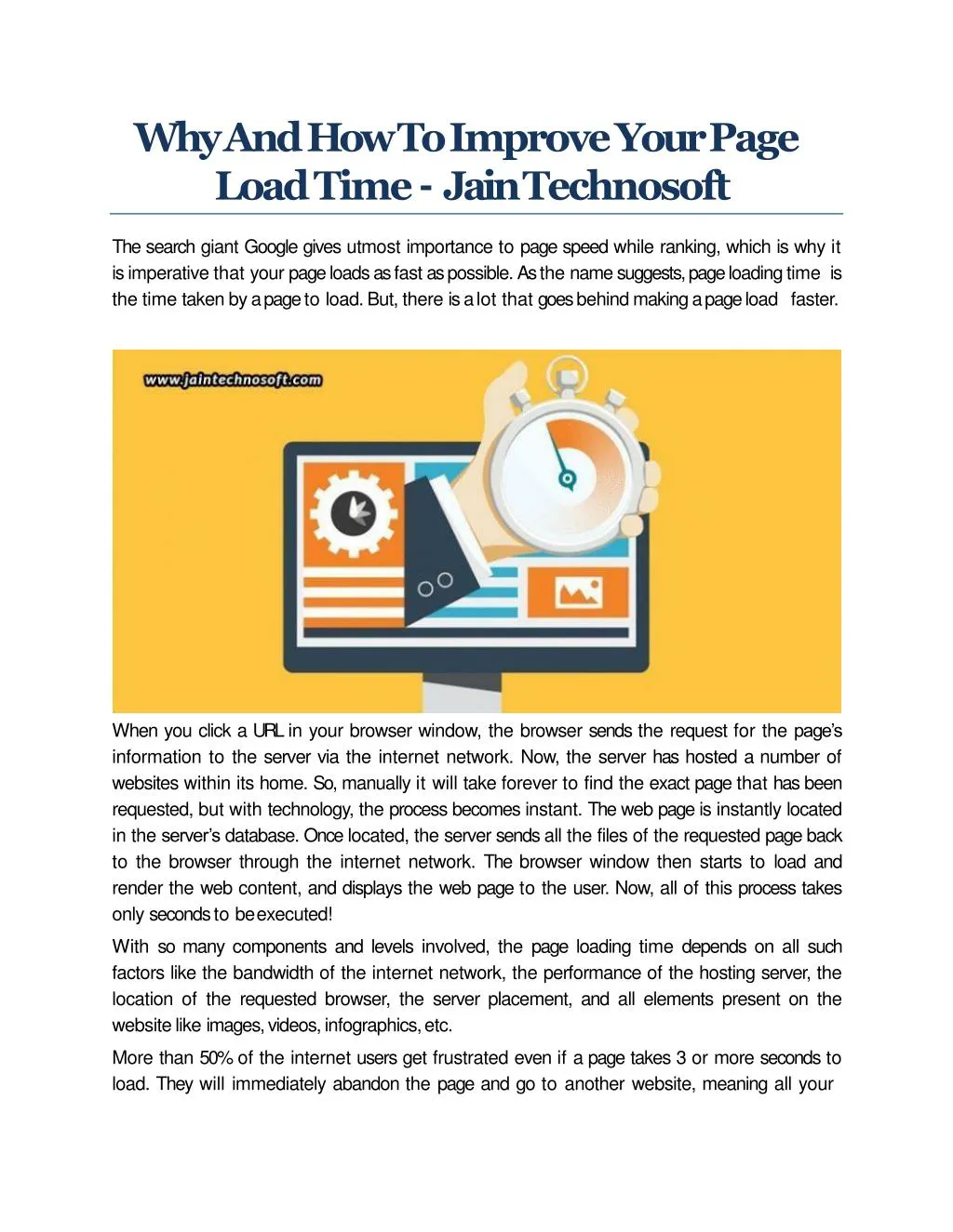 why and how to improve your page load time jain technosoft