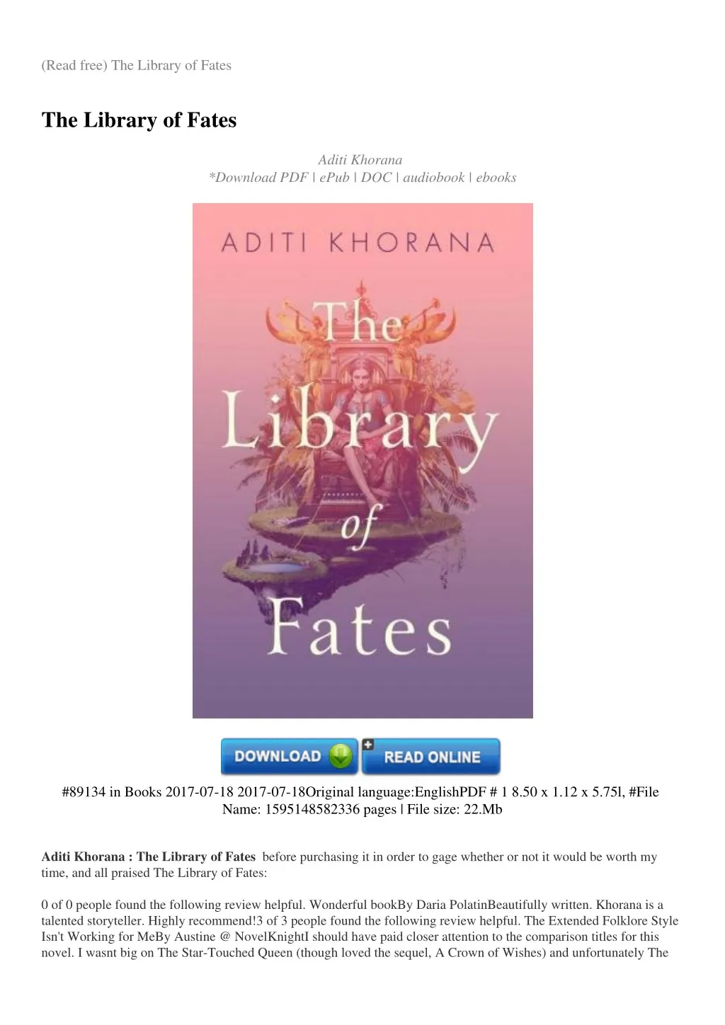 read free the library of fates