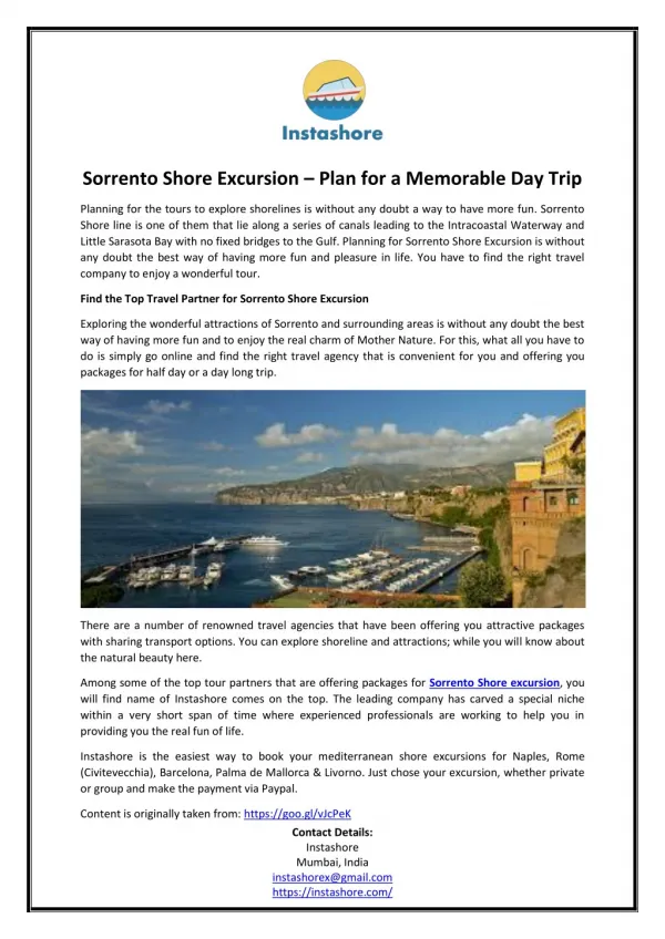 Sorrento Shore Excursion – Plan for a Memorable Day Trip