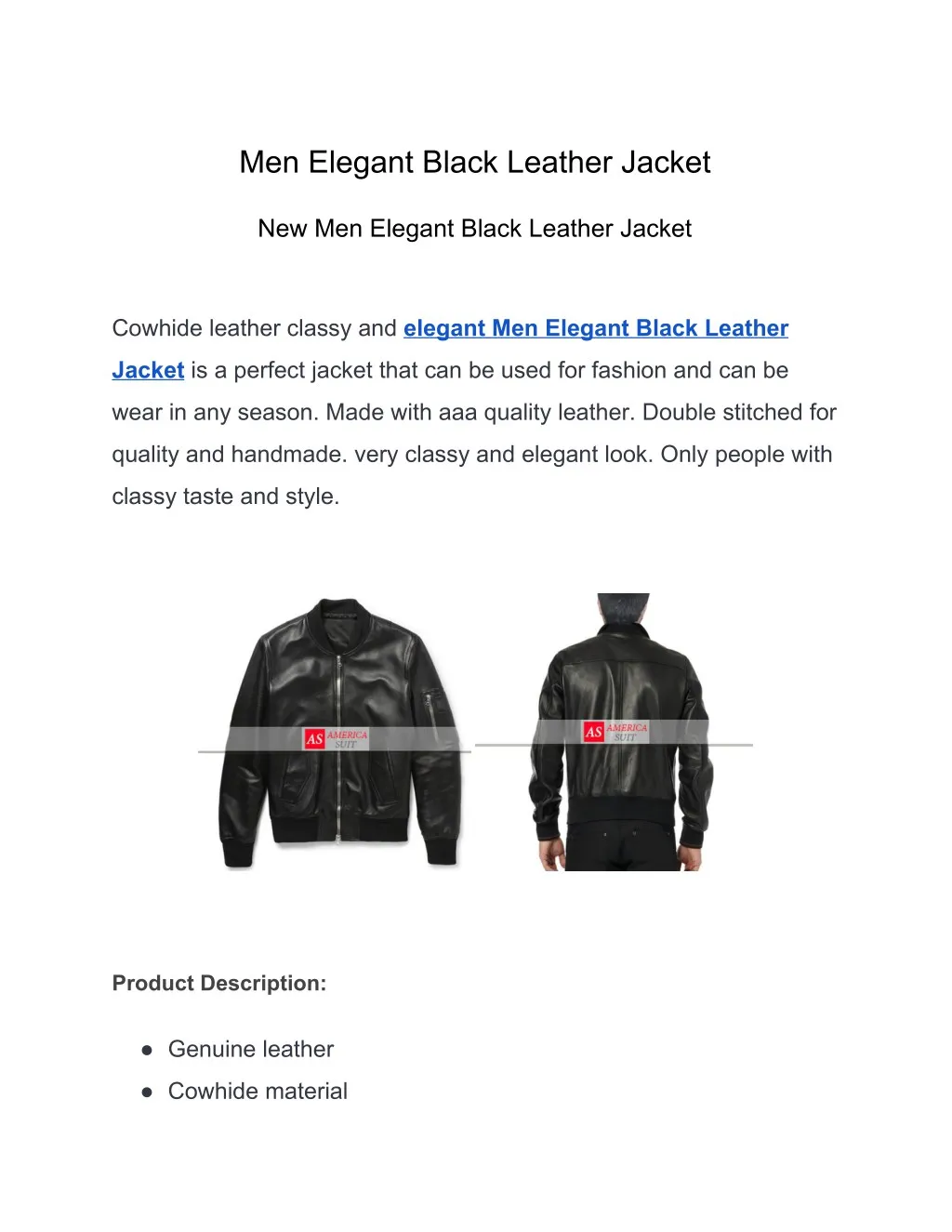 men elegant black leather jacket