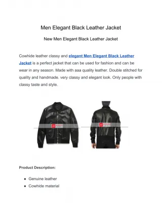Men elegant black leather jacket - slide 1