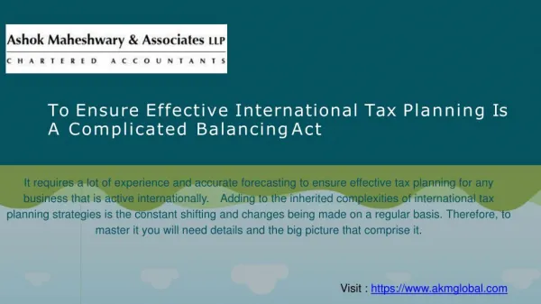 Balancing Act - Effective International Tax planning