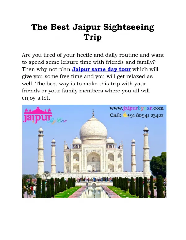The Best Jaipur Sightseeing Trip