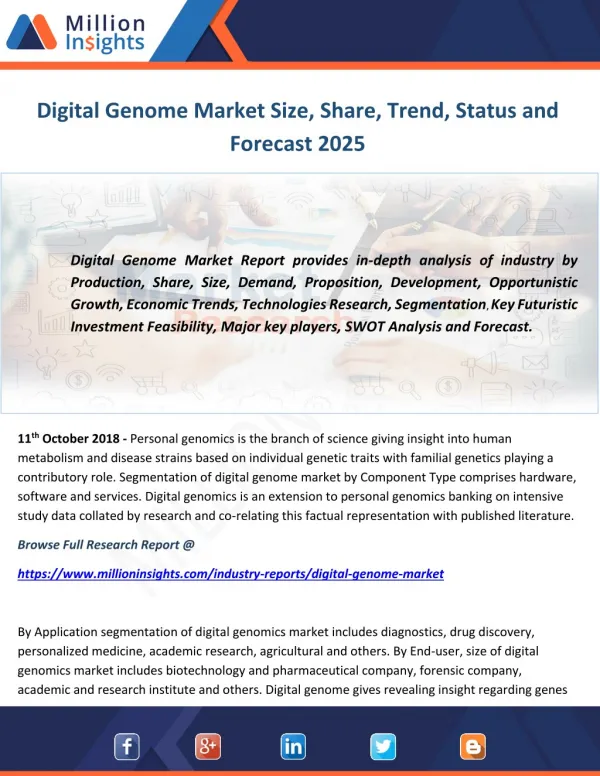 Digital Genome Market Size, Share, Trend, Status and Forecast 2025