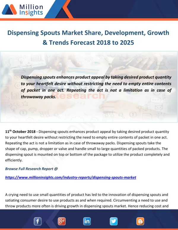 Dispensing Spouts Market Share, Development, Growth & Trends Forecast 2018 to 2025