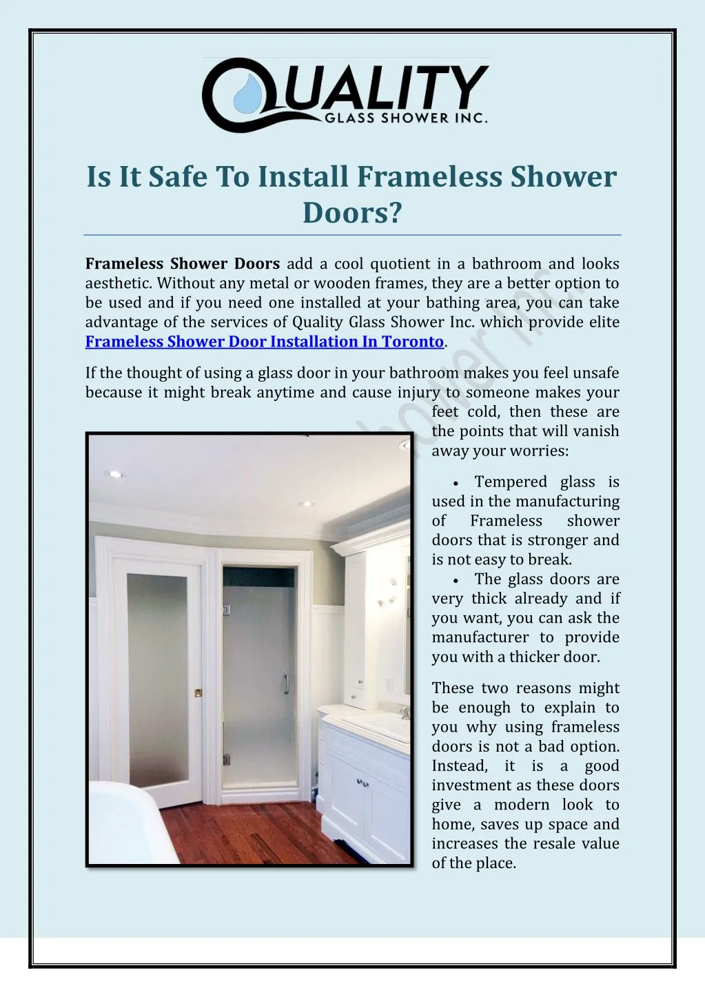 is it safe to install frameless shower doors
