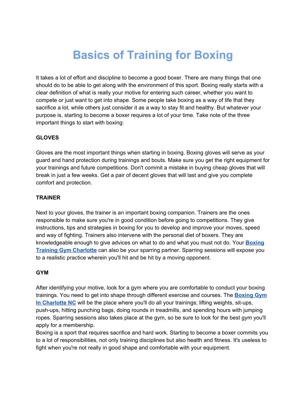 basics of training for boxing