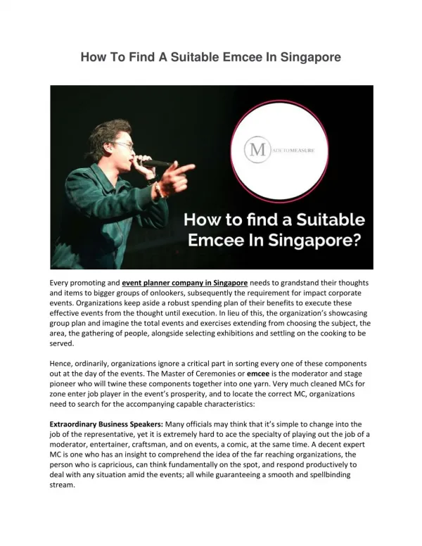 How To Find A Suitable Emcee In Singapore